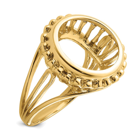 13 mm 14k Yellow Gold coin bezel ring for Mexican 2 Peso Peso