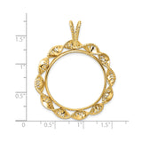 28 mm 14k Yellow Gold coin bezel for Mexican 20 Peso Peso — size reference (ruler)
