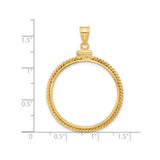28 mm 14k Yellow Gold coin bezel for Mexican 20 Peso Peso — size reference (ruler)