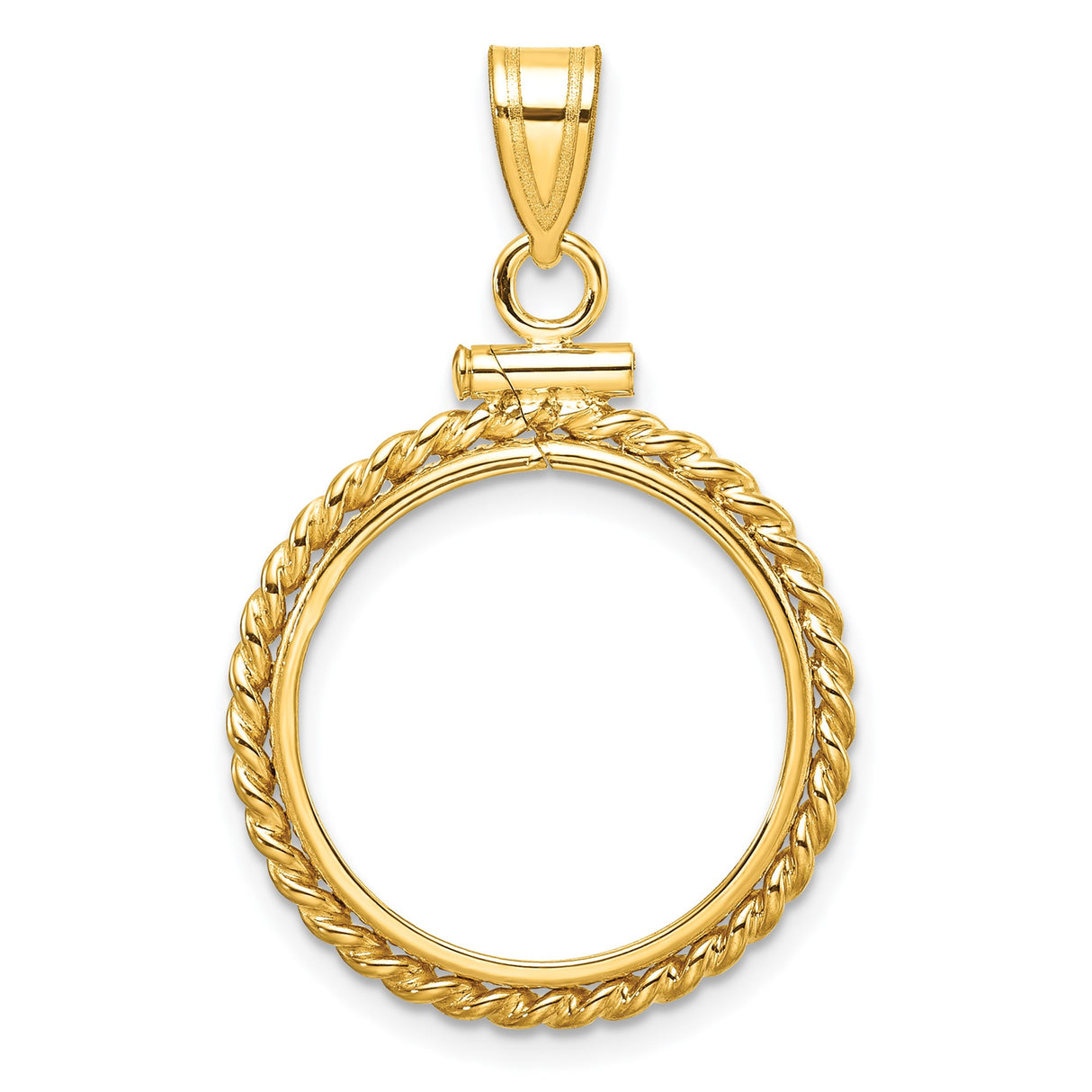 19 mm 14k Yellow Gold coin bezel for Mexican 5 Peso Peso