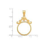 19 mm 14k Yellow Gold coin bezel for Mexican 5 Peso Peso — size reference (ruler)