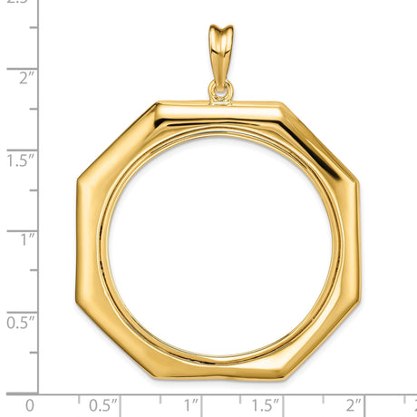 37 mm 14k Yellow Gold coin bezel for Mexican 50 Peso Peso — size reference (ruler)