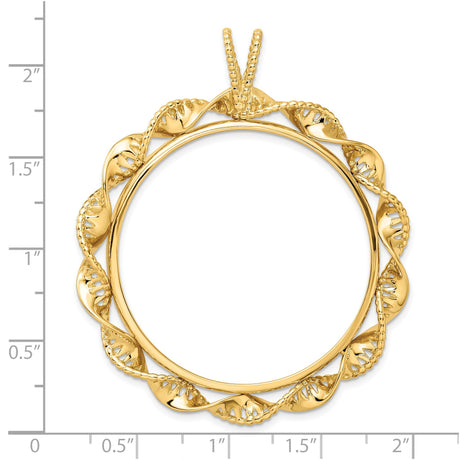 37 mm 14k Yellow Gold coin bezel for Mexican 50 Peso Peso — size reference (ruler)