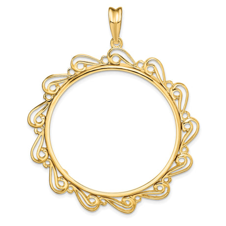 37 mm 14k Yellow Gold coin bezel for Mexican 50 Peso Peso