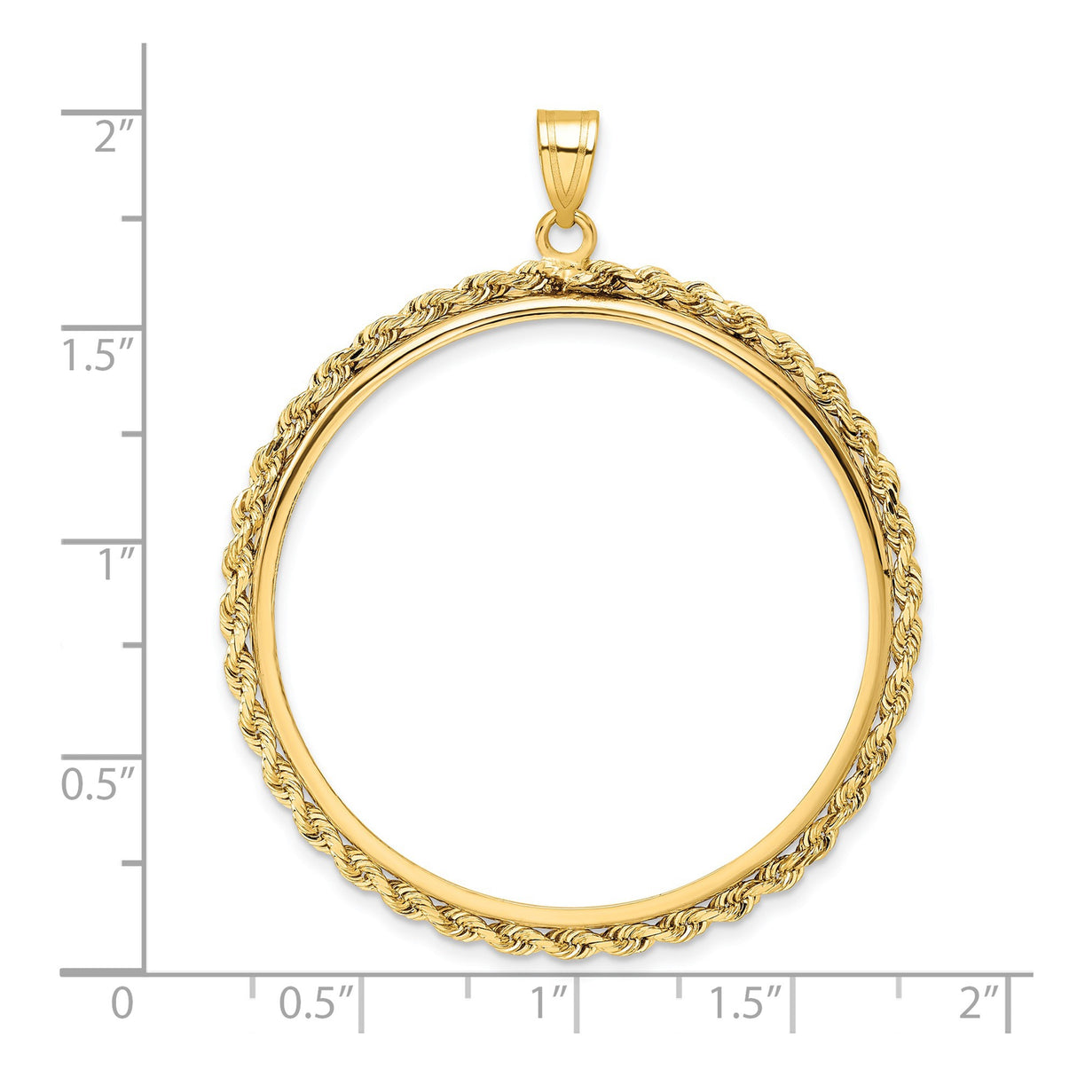 37 mm 14k Yellow Gold coin bezel for Mexican 50 Peso Peso — size reference (ruler)