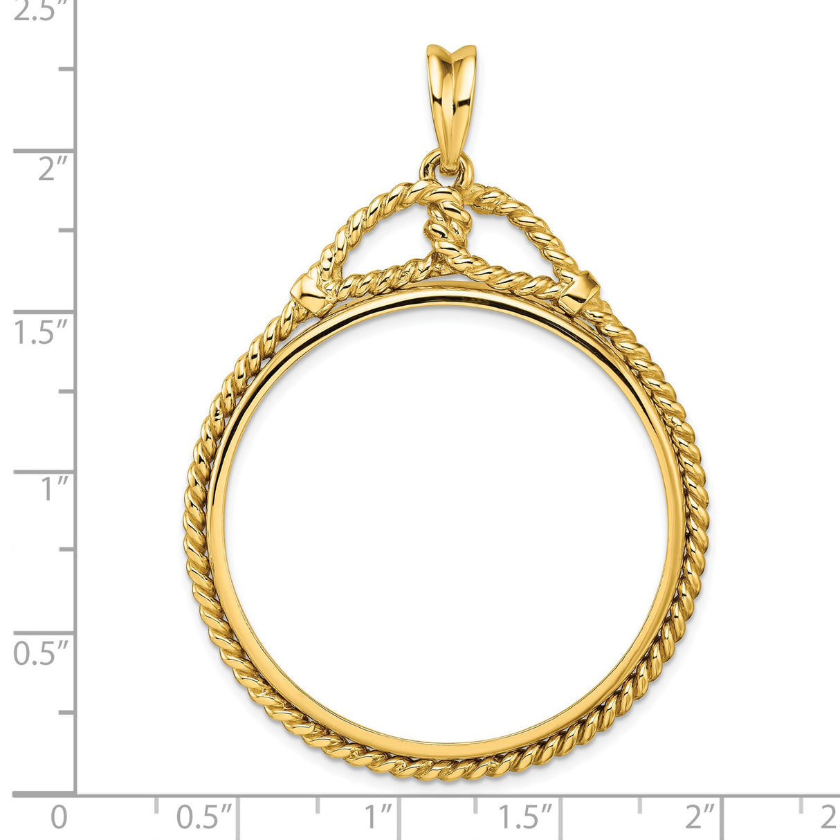 37 mm 14k Yellow Gold coin bezel for Mexican 50 Peso Peso — size reference (ruler)