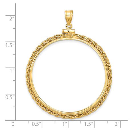 37 mm 14k Yellow Gold coin bezel for Mexican 50 Peso Peso — size reference (ruler)