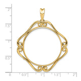 Isle of Man 1/2 oz Gold Cat Coin Bezel Pendant Prong Set Cushion Filigree Scroll in 14k Yellow Gold