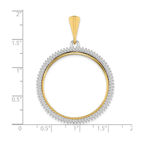 14k Multi-Tone Gold coin bezel for Isle of Man 1/2 Crown Cat — size reference (ruler)