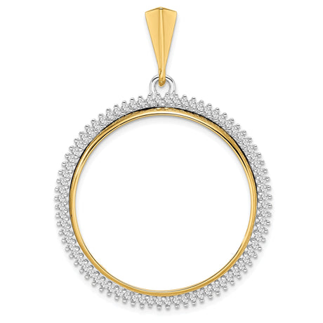 14k Multi-Tone Gold coin bezel for Isle of Man 1/2 Crown Cat