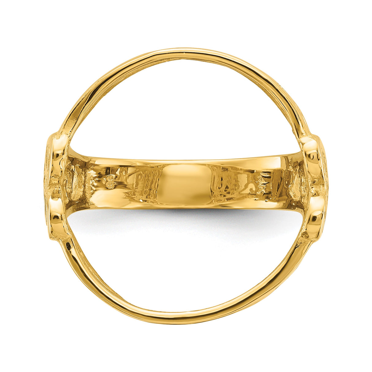 Australian 1/10 oz Gold Koala $15 Coin Bezel Ring Prong Set Polished Curled Filigree in 14k Yellow Gold