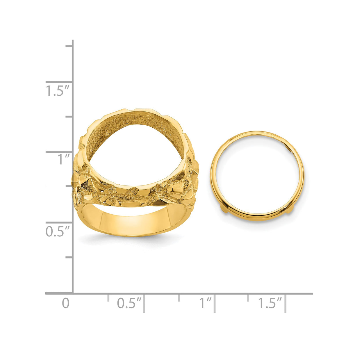 Australian 1/10 oz Gold Kangaroo $15 Coin Bezel Ring Prong Set Mens Nugget in 14k Yellow Gold