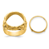 Australian 1/10 oz Gold Kangaroo $15 Coin Bezel Ring Prong Set Mens Nugget in 14k Yellow Gold