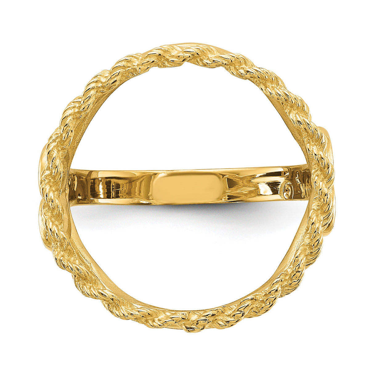 Australian 1/10 oz Gold Lunar $15 Coin Series 3 Coin Bezel Ring Prong Set Diamond-Cut Heart Sides in 14k Yellow Gold