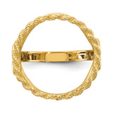 Australian 1/10 oz Gold Lunar $15 Coin Series 3 Coin Bezel Ring Prong Set Diamond-Cut Heart Sides in 14k Yellow Gold