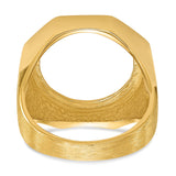 Australian 1/10 oz Gold Lunar $15 Coin Series 3 Coin Bezel Ring Prong Set Mens Textured Octagonal in 14k Yellow Gold