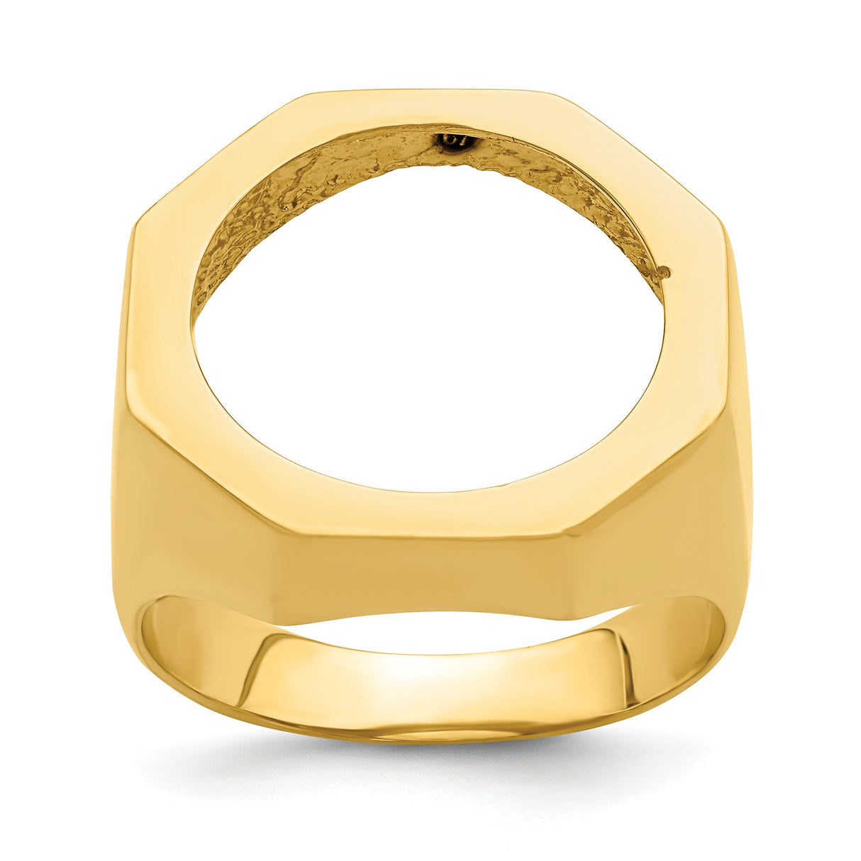 Australian 1/10 oz Gold Koala $15 Coin Bezel Ring Prong Set Mens Textured Octagonal in 14k Yellow Gold