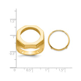 Australian 1/10 oz Gold Lunar $15 Coin Series 3 Coin Bezel Ring Prong Set Mens Textured Octagonal in 14k Yellow Gold
