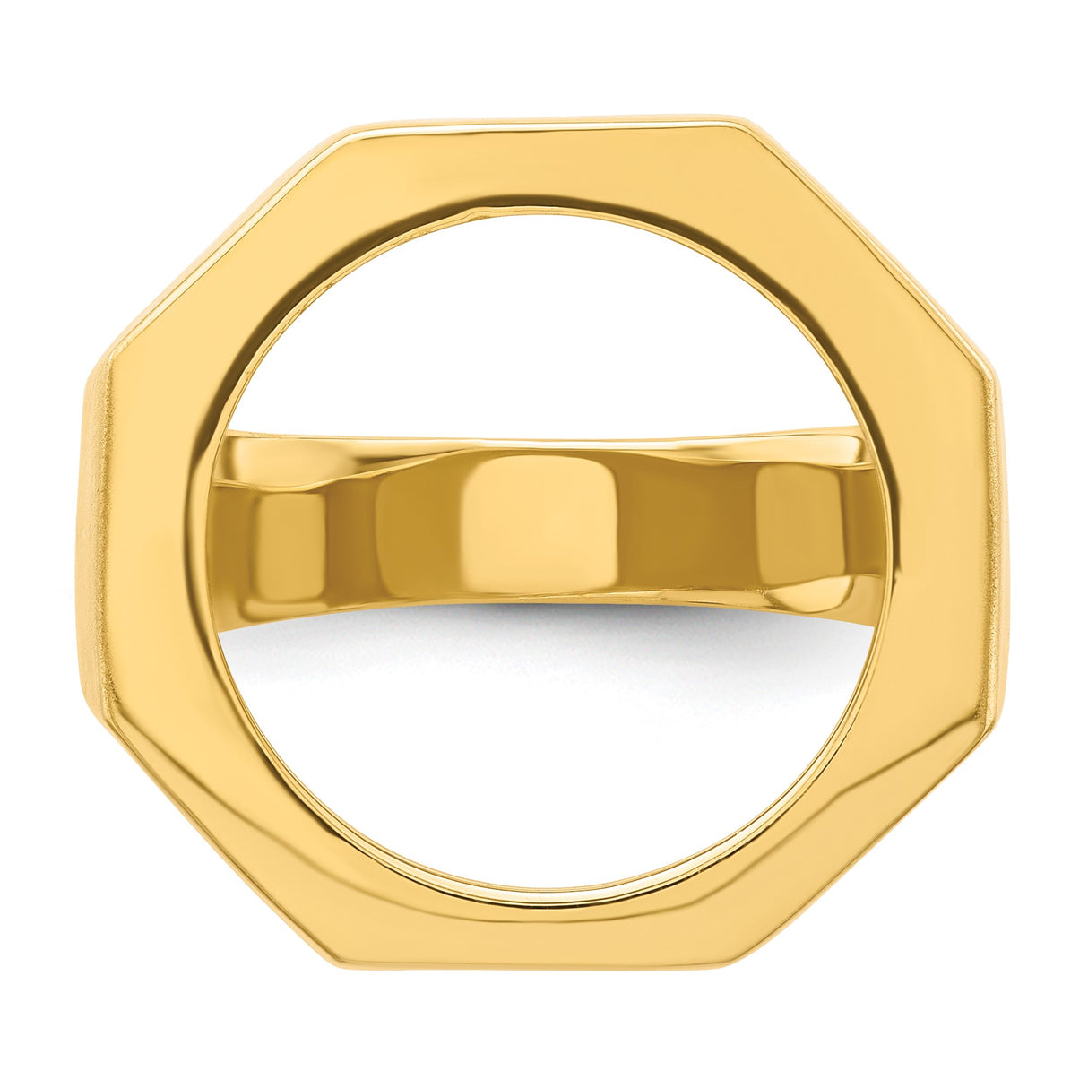 Isle of Man 1/10 oz Gold Cat Coin Bezel Ring Prong Set Mens Textured Octagonal in 14k Yellow Gold