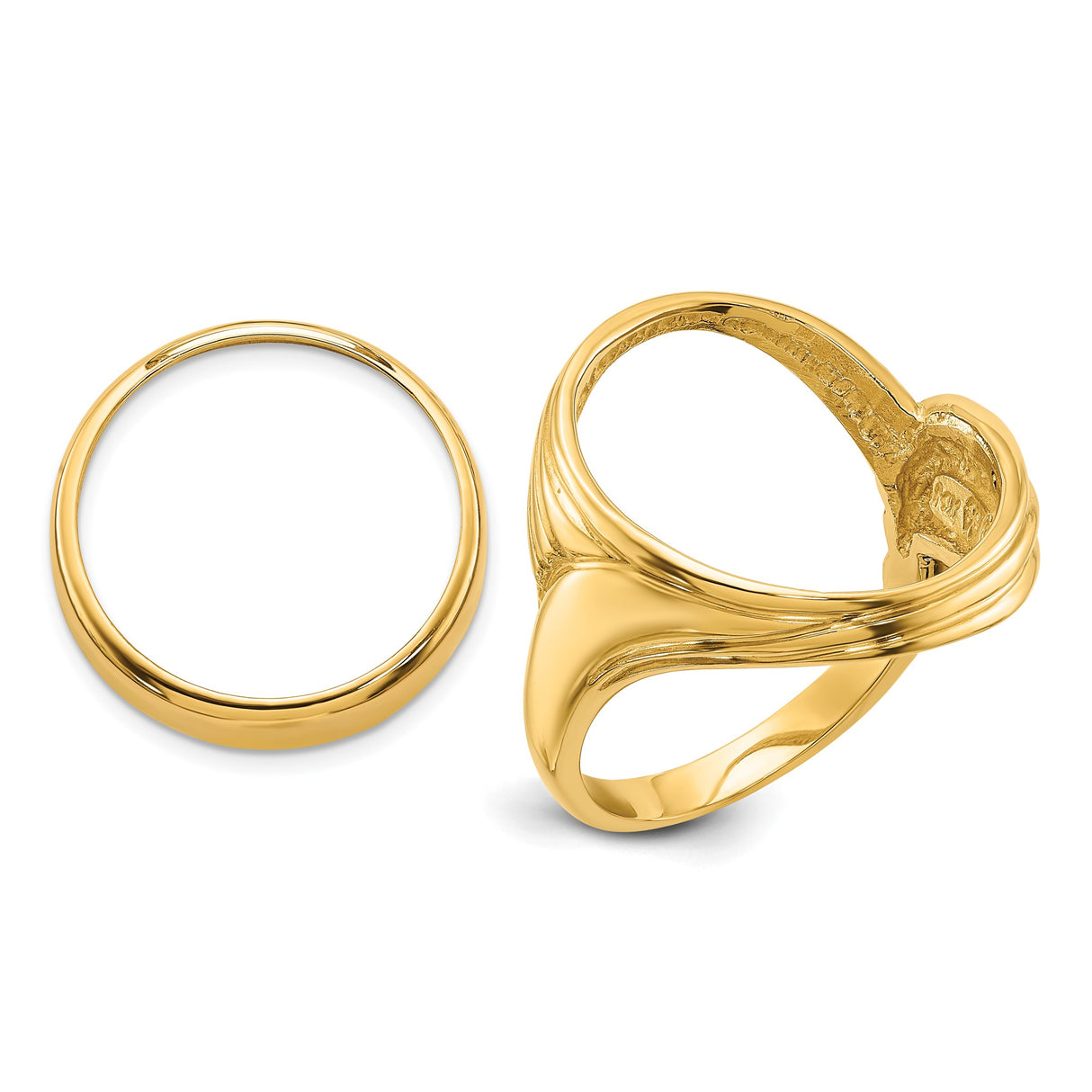 Australian 1/10 oz Gold Koala $15 Coin Bezel Ring Prong Set Triple Curved Twist in 14k Yellow Gold