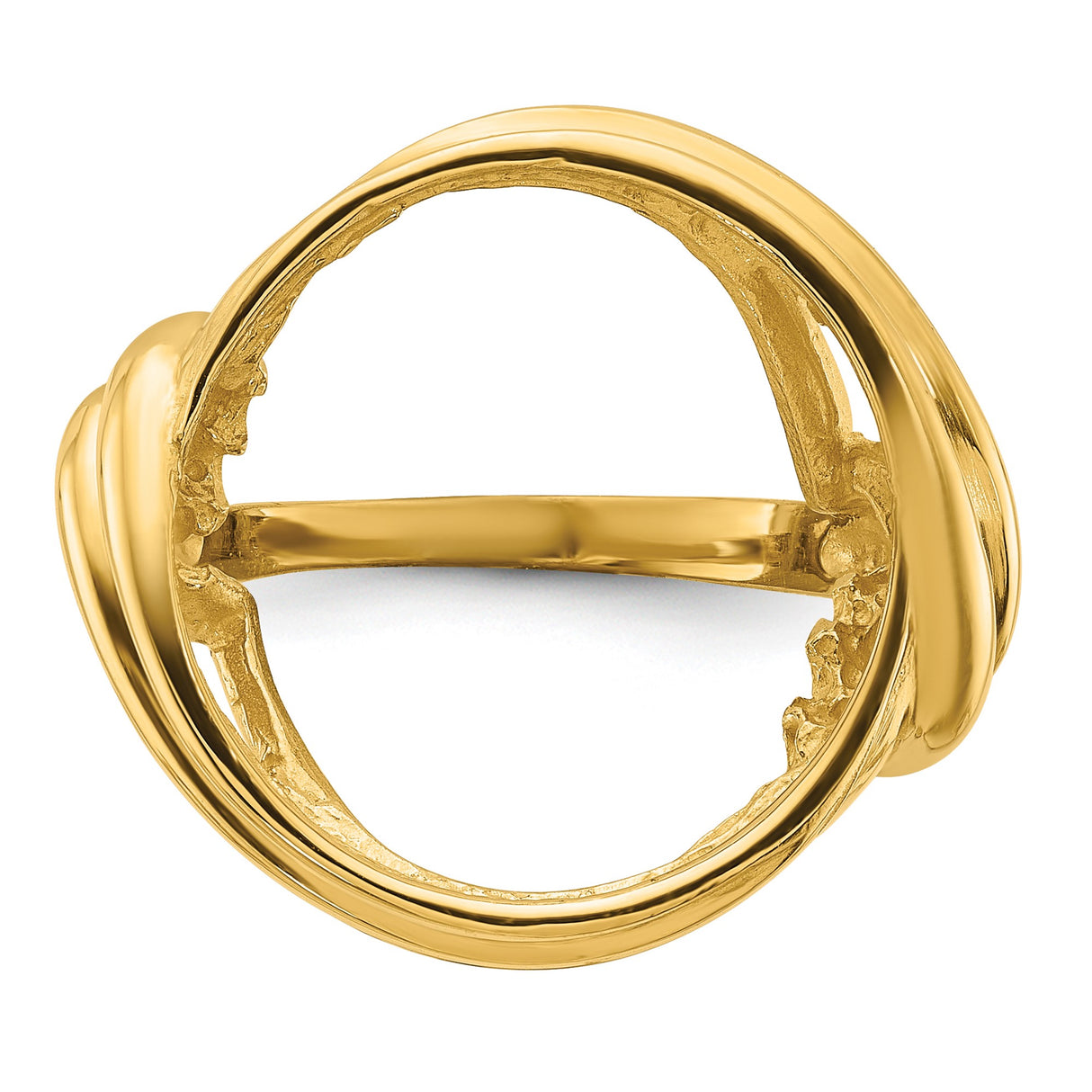 Australian 1/10 oz Gold Lunar $15 Coin Series 3 Coin Bezel Ring Prong Set Double Curved Twist in 14k Yellow Gold