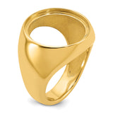 Isle of Man 1/10 oz Gold Cat Coin Bezel Ring Prong Set Mens Comfort Fit in 14k Yellow Gold