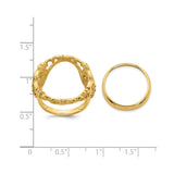 Australian 1/10 oz Gold Lunar $15 Coin Series 3 Coin Bezel Ring Prong Set Fancy Curved in 14k Yellow Gold
