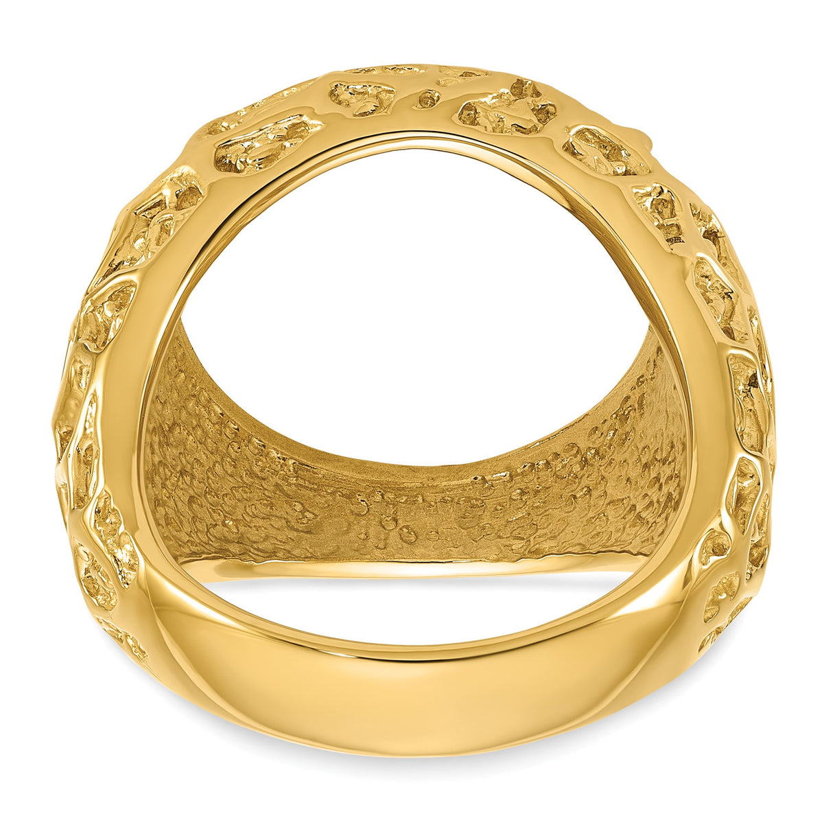 Australian 1/10 oz Gold Koala $15 Coin Bezel Ring Prong Set Mens Carved Nugget in 14k Yellow Gold