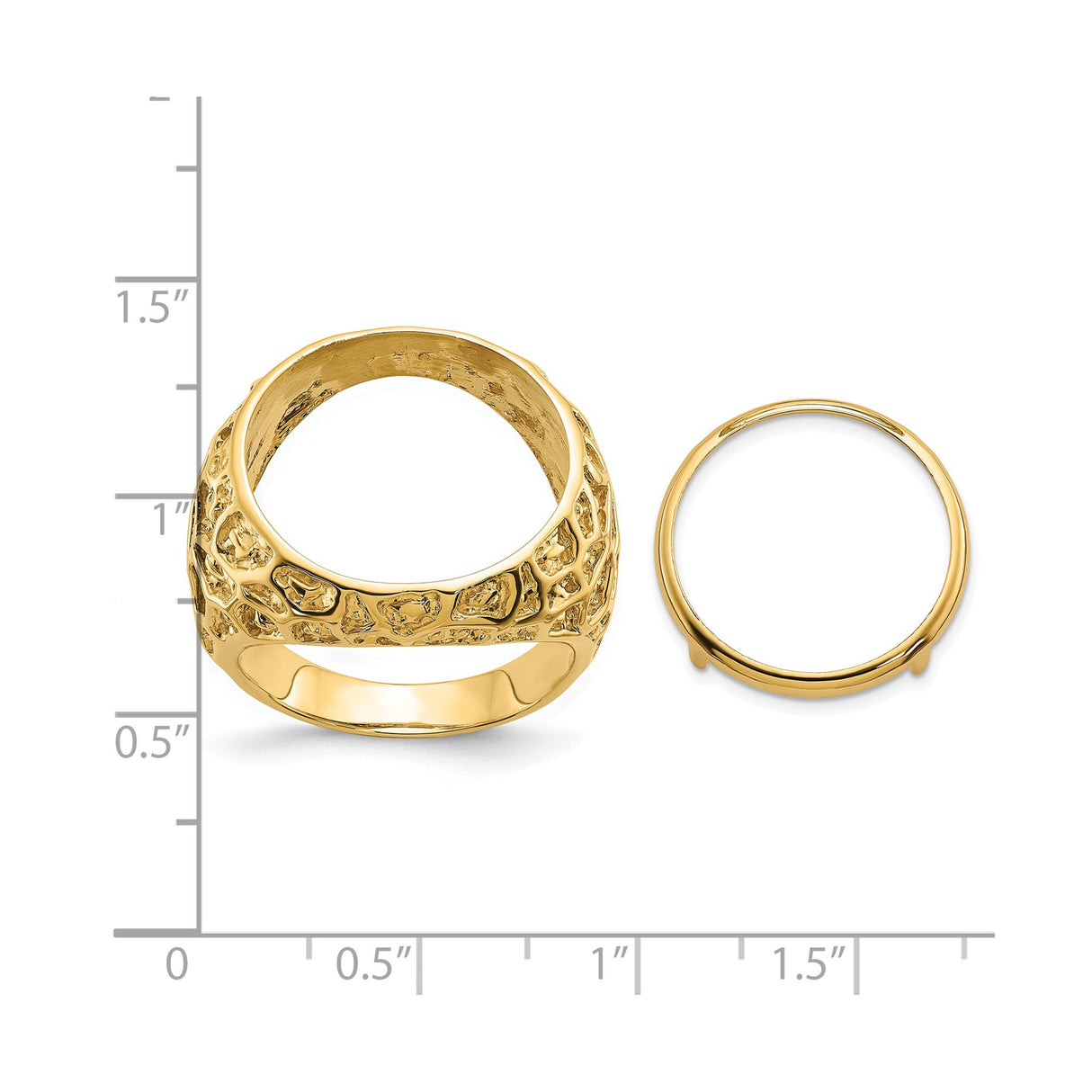 Isle of Man 1/10 oz Gold Cat Coin Bezel Ring Prong Set Mens Carved Nugget in 14k Yellow Gold