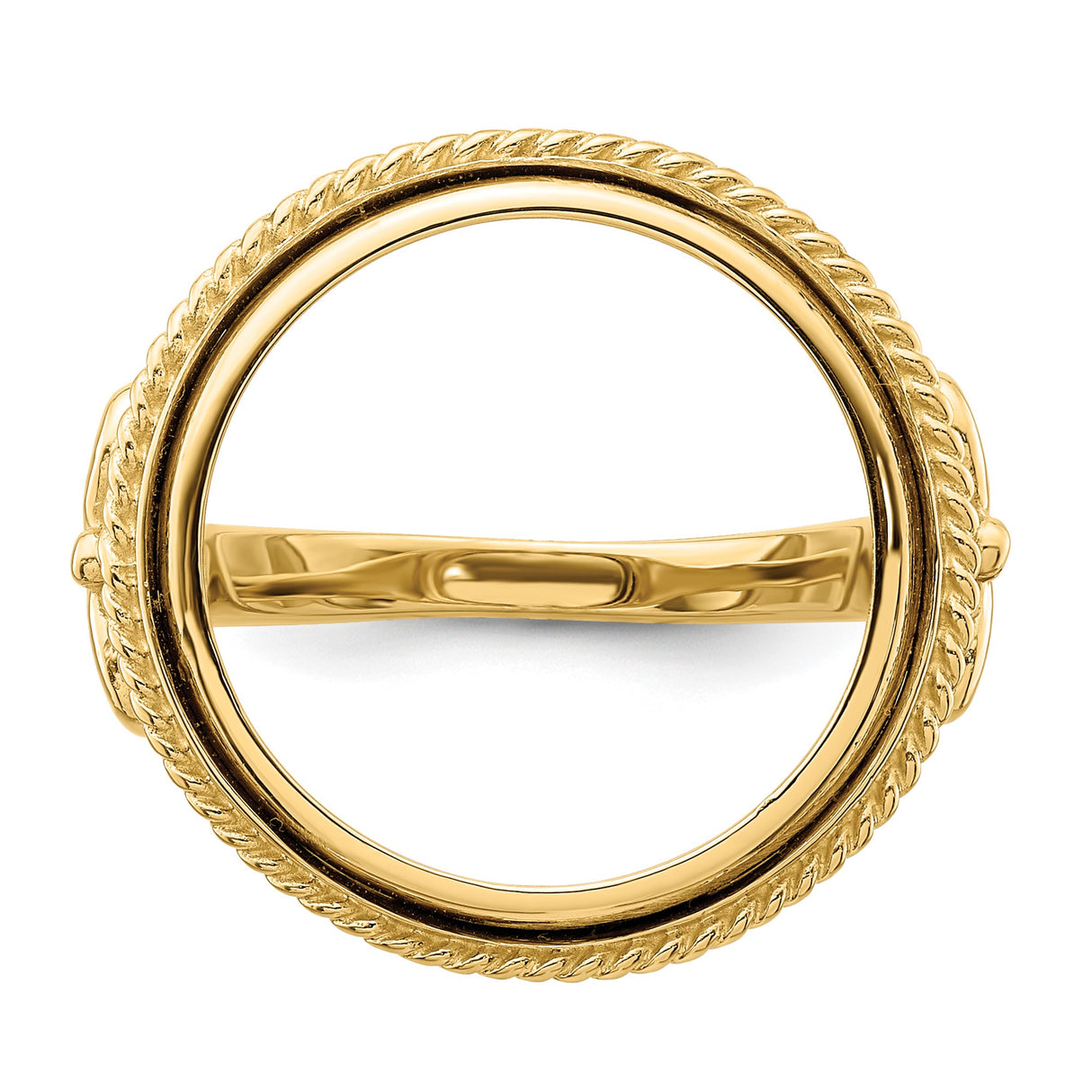 Isle of Man 1/10 oz Gold Cat Coin Bezel Ring Prong Set Fancy Wire with Twisted Edge in 14k Yellow Gold