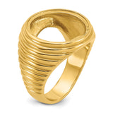 Australian 1/10 oz Gold Lunar $15 Coin Series 3 Coin Bezel Ring Prong Set Coil Design Comfort Fit in 14k Yellow Gold