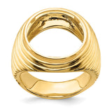 Australian 1/10 oz Gold Kangaroo $15 Coin Bezel Ring Prong Set Coil Design Comfort Fit in 14k Yellow Gold