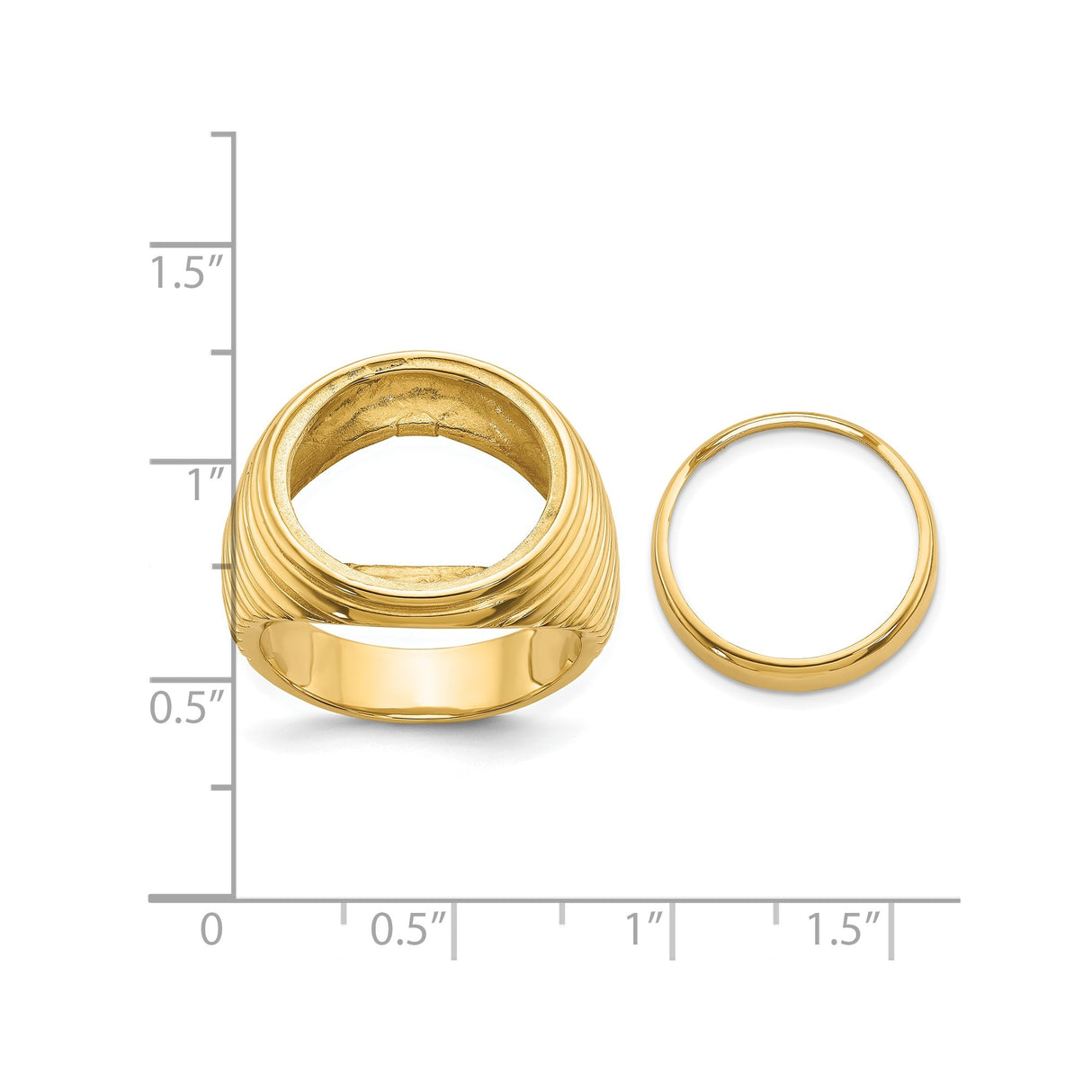 Australian 1/10 oz Gold Lunar $15 Coin Series 3 Coin Bezel Ring Prong Set Coil Design Comfort Fit in 14k Yellow Gold