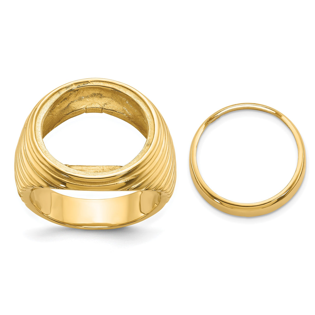 Australian 1/10 oz Gold Lunar $15 Coin Series 3 Coin Bezel Ring Prong Set Coil Design Comfort Fit in 14k Yellow Gold