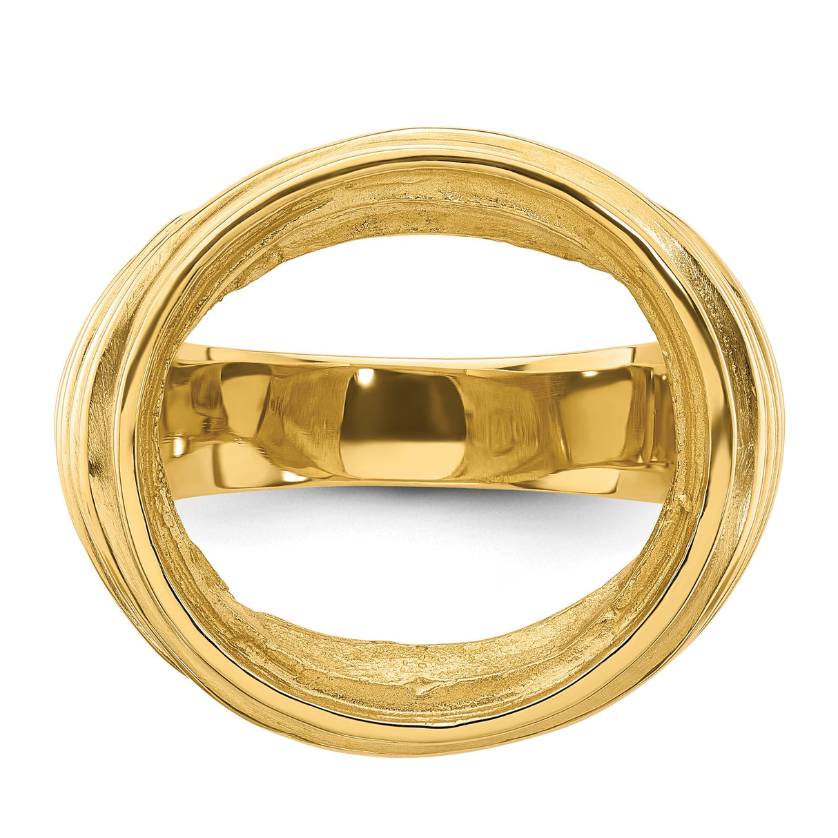 Isle of Man 1/10 oz Gold Cat Coin Bezel Ring Prong Set Coil Design Comfort Fit in 14k Yellow Gold