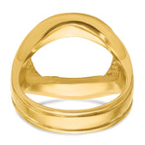 Australian 1/10 oz Gold Lunar $15 Coin Series 3 Coin Bezel Ring Prong Set Concaved Comfort Fit in 14k Yellow Gold