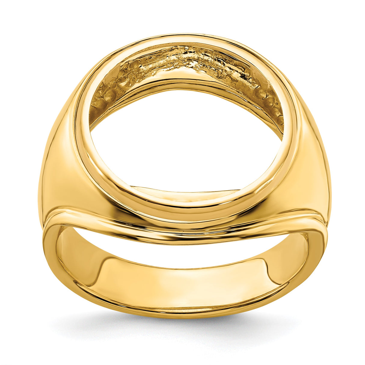 Australian 1/10 oz Gold Lunar $15 Coin Series 3 Coin Bezel Ring Prong Set Concaved Comfort Fit in 14k Yellow Gold