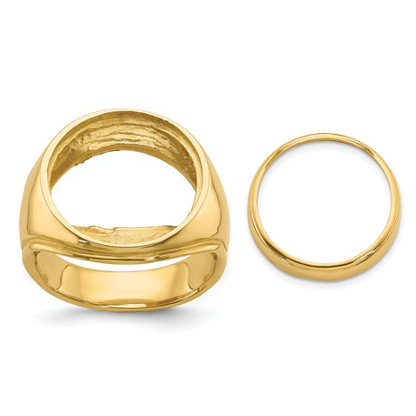 Australian 1/10 oz Gold Kangaroo $15 Coin Bezel Ring Prong Set Concaved Comfort Fit in 14k Yellow Gold