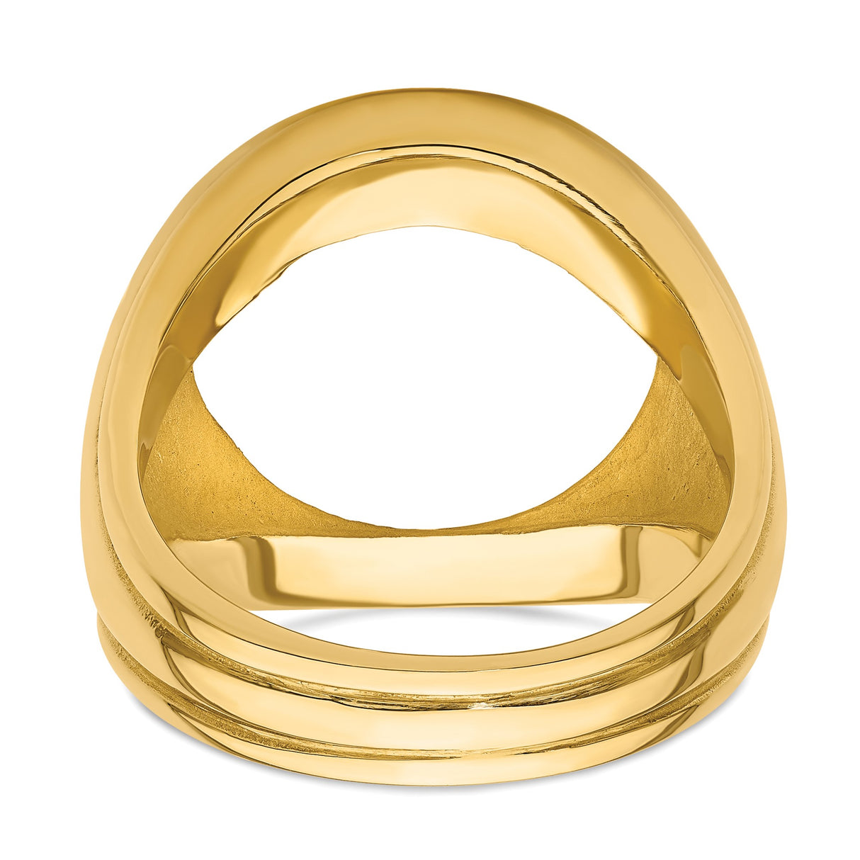 Isle of Man 1/10 oz Gold Cat Coin Bezel Ring Prong Set Concaved Comfort Fit in 14k Yellow Gold