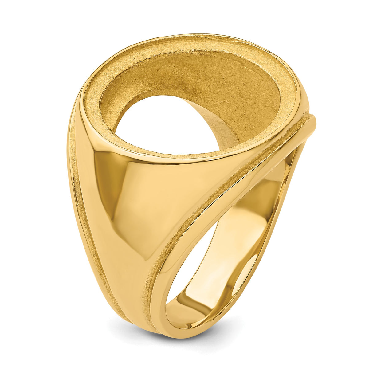 Isle of Man 1/10 oz Gold Cat Coin Bezel Ring Prong Set Concaved Comfort Fit in 14k Yellow Gold