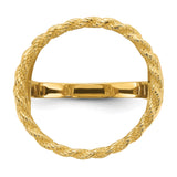 Australian 1/10 oz Gold Koala $15 Coin Bezel Ring Prong Set Filigree and Rope Edge in 14k Yellow Gold