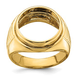 Australian 1/10 oz Gold Koala $15 Coin Bezel Ring Prong Set Polished with Ribbed Center in 14k Yellow Gold