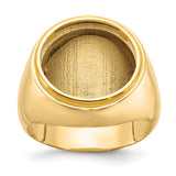 Australian 1/10 oz Gold Lunar $15 Coin Series 1 Coin Bezel Ring Prong Set Mens Polished Classic Solid Back in 14k Yellow Gold