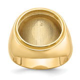 Australian 1/10 oz Gold Koala $15 Coin Bezel Ring Prong Set Mens Polished Classic Solid Back in 14k Yellow Gold