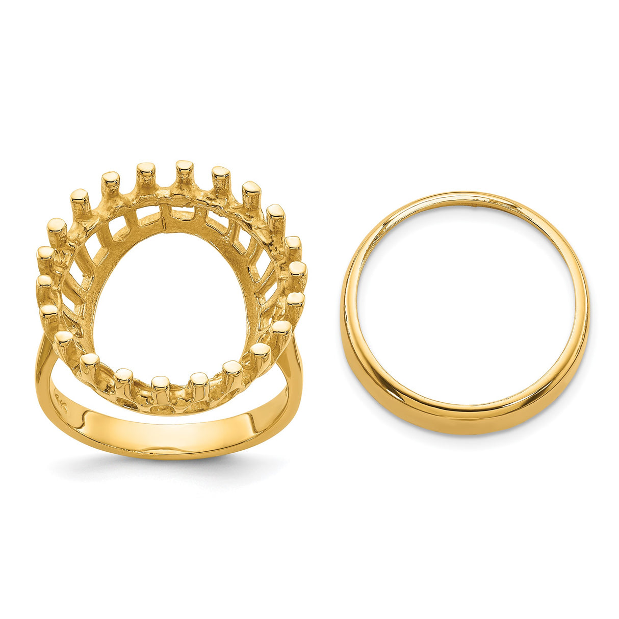 Australian 1/10 oz Gold Kangaroo $15 Coin Bezel Ring Prong Set Polished Raised Wire in 14k Yellow Gold