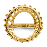 Isle of Man 1/10 oz Gold Cat Coin Bezel Ring Prong Set Polished Raised Wire in 14k Yellow Gold