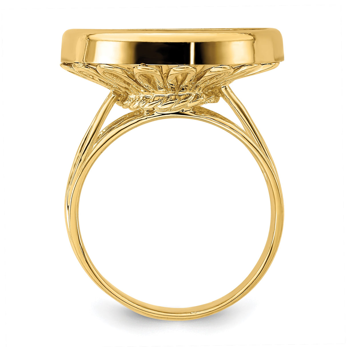 14k Yellow Gold coin bezel for Isle of Man Cat — alternate view