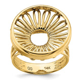 Isle of Man 1/10 oz Gold Cat Coin Bezel Ring Prong Set Polished Wire in 14k Yellow Gold