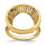 Australian 1/4 oz Gold Kangaroo $25 Coin Bezel Ring Prong Set Fancy Wire in 14k Yellow Gold