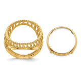 Australian 1/10 oz Gold Koala $15 Coin Bezel Ring Prong Set Wire with Twisted Rope in 14k Yellow Gold